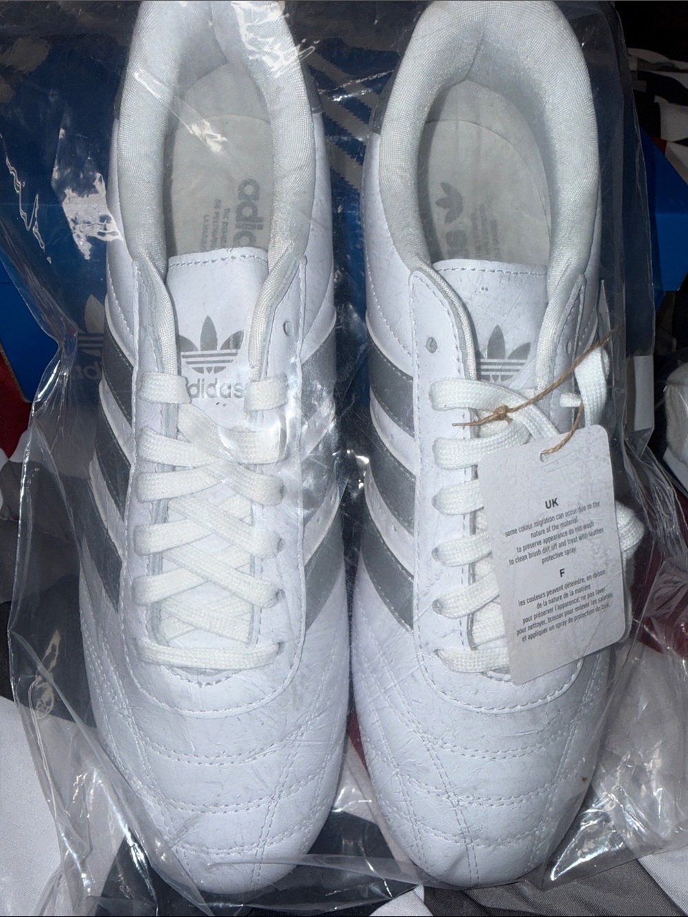 adidas White Sneakers with Metallic Silver Stripes - Picture 9 of 9